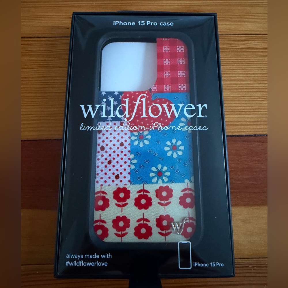 Wildflowers Patchwork iPhone 15 Pro Case - Red, Blue, Yellow